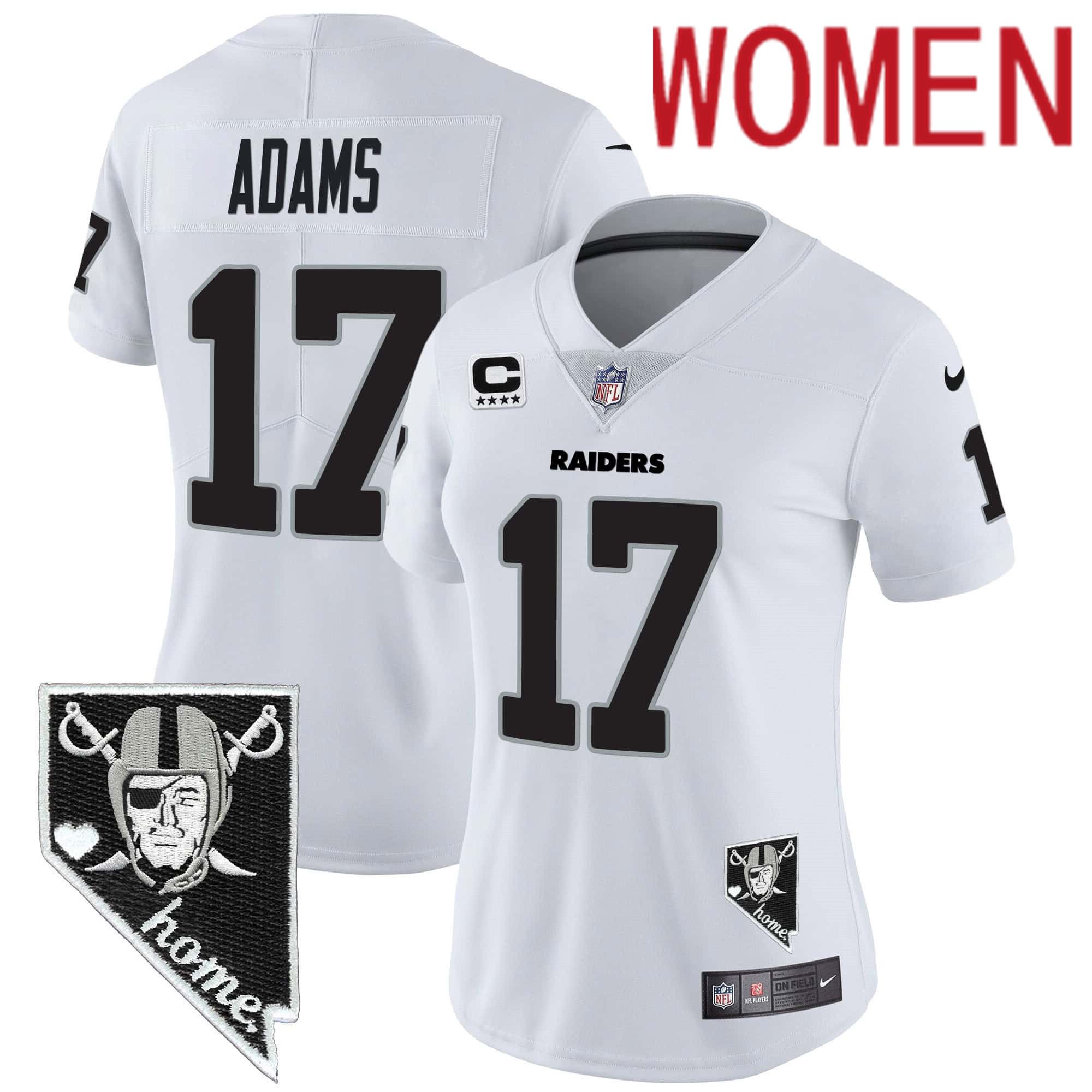 Women Oakland Raiders #17 Adams White 2024 Nike Nevada Home Patch Vapor NFL Jersey->customized nfl jersey->Custom Jersey